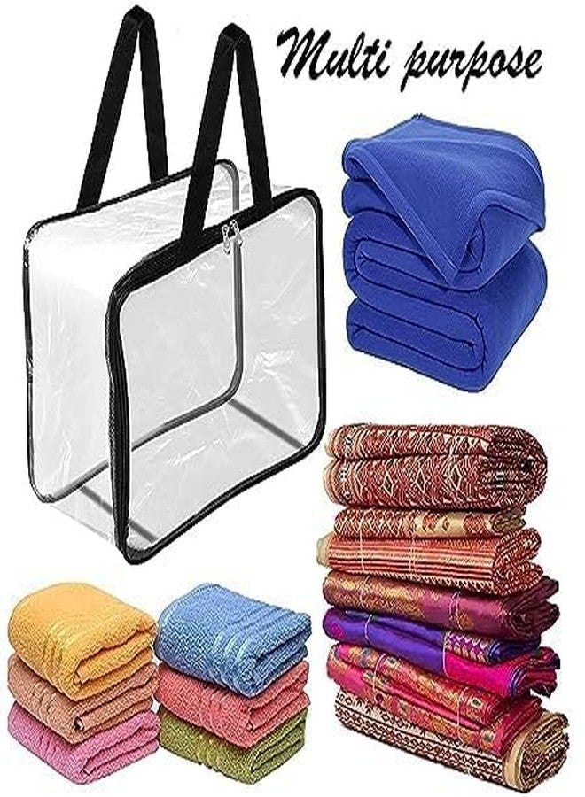 HIMART Multipurpose Transparent Travel Pouch Makeup Toiletry Kit Saree and Clothes Plastic Storage Organizer bag. (pack of -2, Transparent) - Image 4